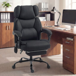 HOMCOM High Back Vibration Massage Office Chair Heated Reclining Computer Chair w/ Adjustable Height, Swivel Wheels, Black - thumbnail 8