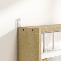 HOMCOM 5-Tier Wall Display Shelf Unit Cabinet w/ 4 Adjustable Shelves Glass Doors Home Office Ornaments 60x80cm Natural - Aosom UK - thumbnail 9