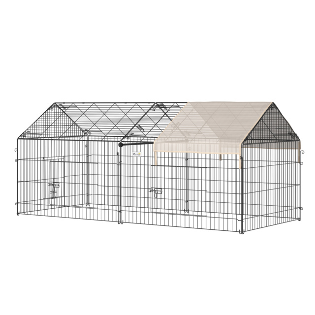 PawHut Small Animal Cage with Cover for Bunny, Chinchilla, Guinea Pig, Beige - image 1