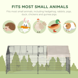 PawHut Small Animal Cage with Cover for Bunny, Chinchilla, Guinea Pig, Beige - thumbnail 6
