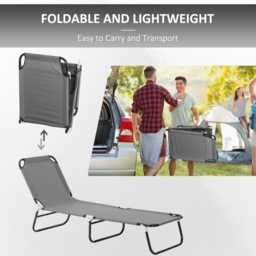 Outsunny Patio Sun Lounger with 5-Position Adjustable Backrest, Weather-Resistant Oxford Fabric, Grey - Aosom UK - thumbnail 6