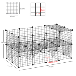Pawhut Guinea Pig Playpen Rabbit Playpen Metal Wire Fence Indoor Outdoor Small Animal Cage 36 Panel Enclosure Black - Aosom UK - thumbnail 3