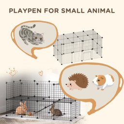 Pawhut Guinea Pig Playpen Rabbit Playpen Metal Wire Fence Indoor Outdoor Small Animal Cage 36 Panel Enclosure Black - Aosom UK - thumbnail 5