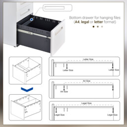 Vinsetto Fully Assembled 3-Drawer Mobile File Cabinet Lockable All-Metal Rolling Vertical File Cabinet White - Aosom UK - thumbnail 6