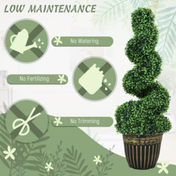 HOMCOM Set of 2 Artificial Plants, Topiary Spiral Boxwood Trees with Pot, for Home Indoor Outdoor Decor, 90cm - Aosom UK - thumbnail 5