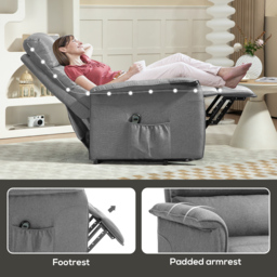 HOMCOM Electric Power Lift Recliner Chair with Spring Pack Seat, Fabric Recliner Armchair for Elderly w/ Footrest, Pockets - Aosom UK - thumbnail 8