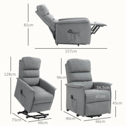 HOMCOM Electric Power Lift Recliner Chair with Spring Pack Seat, Fabric Recliner Armchair for Elderly w/ Footrest, Pockets - Aosom UK - thumbnail 3