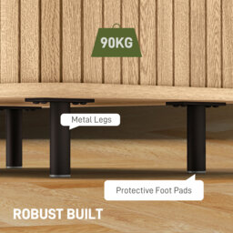 HOMCOM Bedside Table, Nordic Side Table with Roller Shutter Style Sliding Doors and Metal Legs for Bedroom, Living Room, Oak Tone - Aosom UK - thumbnail 7