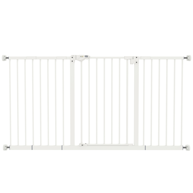 PawHut Pet Gate: Adjustable Pressure Fit with Auto-Close Door for Furry Friends, 74-148cm Wide, Pristine White - Aosom UK - image 1