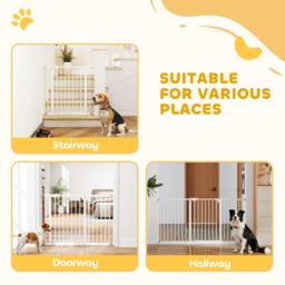 PawHut Pet Gate: Adjustable Pressure Fit with Auto-Close Door for Furry Friends, 74-148cm Wide, Pristine White - Aosom UK - thumbnail 8