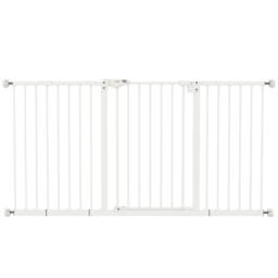 PawHut Pet Gate: Adjustable Pressure Fit with Auto-Close Door for Furry Friends, 74-148cm Wide, Pristine White - Aosom UK - thumbnail 1