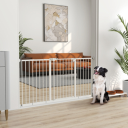 PawHut Pet Gate: Adjustable Pressure Fit with Auto-Close Door for Furry Friends, 74-148cm Wide, Pristine White - Aosom UK - thumbnail 2