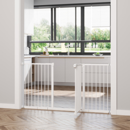 PawHut Pet Gate: Adjustable Pressure Fit with Auto-Close Door for Furry Friends, 74-148cm Wide, Pristine White - Aosom UK - thumbnail 9