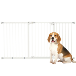 PawHut Pet Gate: Adjustable Pressure Fit with Auto-Close Door for Furry Friends, 74-148cm Wide, Pristine White - Aosom UK