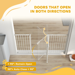 PawHut Pet Gate: Adjustable Pressure Fit with Auto-Close Door for Furry Friends, 74-148cm Wide, Pristine White - Aosom UK - thumbnail 5