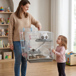 PawHut 3-Tier Hamster Cage with Exercise Wheels, Water Bottle, Food Dish, for Dwarf Hamsters, 45 x 30 x 45 cm, Grey - thumbnail 8