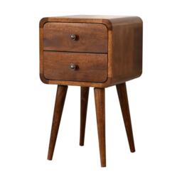 Solid Mango Wood Bedside Table with Smooth-Gliding Drawers, Nordic Legs, Hand-Finished Desk for Living Room, 30L x 30W x 55H cm, Brown - Aosom UK - thumbnail 6