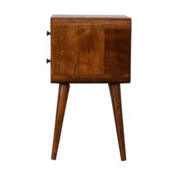 Solid Mango Wood Bedside Table with Smooth-Gliding Drawers, Nordic Legs, Hand-Finished Desk for Living Room, 30L x 30W x 55H cm, Brown - Aosom UK - thumbnail 7