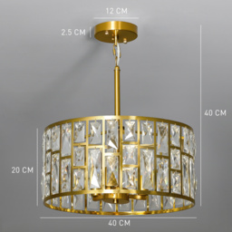 HOMCOM 72 Glass Crystallite Chandelier - Gold-Tone - thumbnail 3