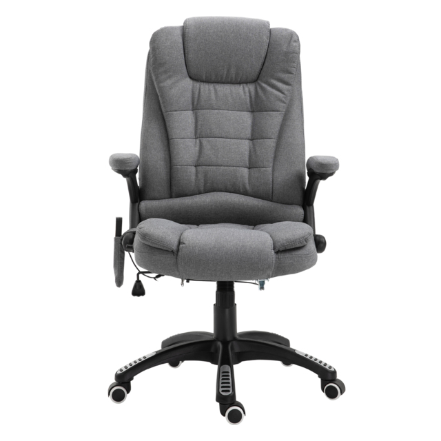 Vinsetto Heated Office Chair with Heated Massage & Adjustable Lumbar Support Breathable Fabric, 360° Swivel Wheels, Scratch Anti, Grey - Aosom UK - image 1