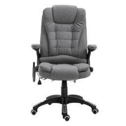 Vinsetto Heated Office Chair with Heated Massage & Adjustable Lumbar Support Breathable Fabric, 360° Swivel Wheels, Scratch Anti, Grey - Aosom UK - thumbnail 1