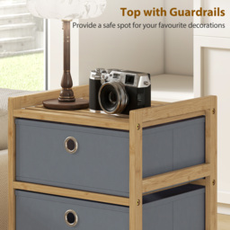 HOMCOM Chest of Drawers, 4 Fabric Drawers Narrow Dresser with Bamboo Frame, Light Grey - thumbnail 5