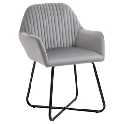 Modern ArmChair HOMCOM Upholstered Accent Chair with Metal Base for Living Room Grey - Aosom UK - thumbnail 9
