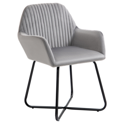 Modern ArmChair HOMCOM Upholstered Accent Chair with Metal Base for Living Room Grey - Aosom UK