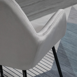 Modern ArmChair HOMCOM Upholstered Accent Chair with Metal Base for Living Room Grey - Aosom UK - thumbnail 7