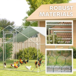 PawHut Walk in Chicken Run w/ Cover, Feeding Door, Hanging Feeder, Perch, for 12-18 Poultry - thumbnail 6