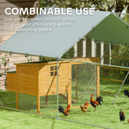 PawHut Walk in Chicken Run w/ Cover, Feeding Door, Hanging Feeder, Perch, for 12-18 Poultry - thumbnail 8