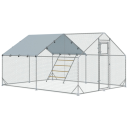 PawHut Walk in Chicken Run w/ Cover, Feeding Door, Hanging Feeder, Perch, for 12-18 Poultry - thumbnail 1