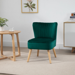 Modern Accent Chair, Fabric Living Room HOMCOM Chair with Rubber Wood Legs and Thick Padding, Green - Aosom UK - thumbnail 2