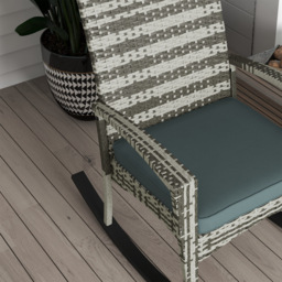 Outsunny Rattan Rocking Chair for Relaxing Indoor & Outdoor, Removable Flame Retardant Cover, Light Grey- Aosom UK - thumbnail 8