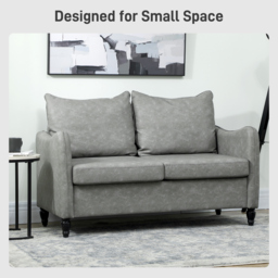 HOMCOM Faux Leather Marble-Effect Two-Seater Sofa - Grey - thumbnail 6