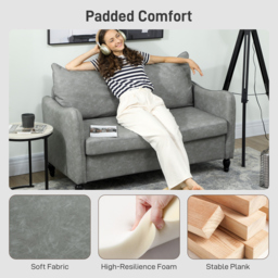 HOMCOM Faux Leather Marble-Effect Two-Seater Sofa - Grey - thumbnail 4