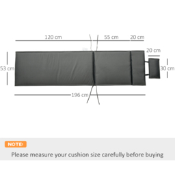 Outsunny Garden Sun Lounger Cushion Replacement Thick Sunbed Reclining Chair Relaxer Pad with Pillow - Grey - thumbnail 3