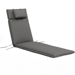 Outsunny Garden Sun Lounger Cushion Replacement Thick Sunbed Reclining Chair Relaxer Pad with Pillow - Grey - thumbnail 1