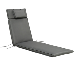 Outsunny Garden Sun Lounger Cushion Replacement Thick Sunbed Reclining Chair Relaxer Pad with Pillow - Grey - thumbnail 1