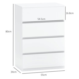 HOMCOM Chest of Drawers, 4-Drawer Storage Cabinets, Modern Dresser, Storage Drawer Unit for Bedroom - thumbnail 3
