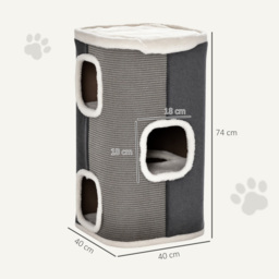 PawHut Cat Barrel Kitten Tree Tower Sisal Scratching Pet Furniture Climbing Frame Cozy Platform Soft Plush & Lamb Fleece Grey - thumbnail 3