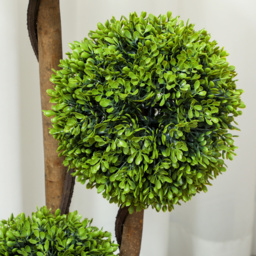 HOMCOM Decorative Artificial Trees Boxwood Ball Topiary Trees Set of 2 in Pot, Fake Plants for Home Indoor Outdoor Decor - thumbnail 9