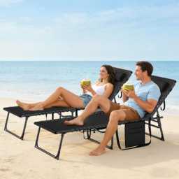 Outsunny Five-Position Reclining Sun Loungers Set of 2 - Black - thumbnail 8