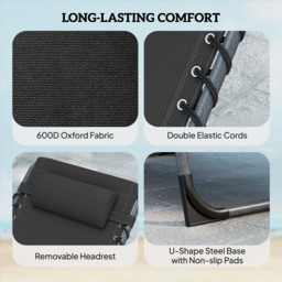 Outsunny Five-Position Reclining Sun Loungers Set of 2 - Black - thumbnail 5