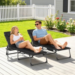 Outsunny Five-Position Reclining Sun Loungers Set of 2 - Black - thumbnail 9