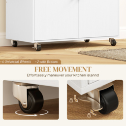 HOMCOM Rolling Kitchen Island with Drop Leaf, Kitchen Storage Cart with Drawer, Spice Rack and Towel Rack, White - thumbnail 7