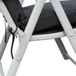Outsunny Foldable Sun Lounger Garden Texteline Reclining Chair w/ Pillow, Adjustable Back, Thickened Cushion, Black - Aosom UK - thumbnail 8