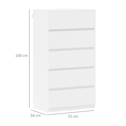 HOMCOM Chest of Drawers, 5-Drawer Storage Cabinets, Modern Dresser, Storage Drawer Unit for Bedroom - thumbnail 3