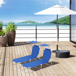 Outsunny 2 Pieces Foldable Sun Lounger Set with Removeable Shade Canopy, Patio Recliner with Adjustable Backrest with Mesh Fabric - Aosom UK - thumbnail 2