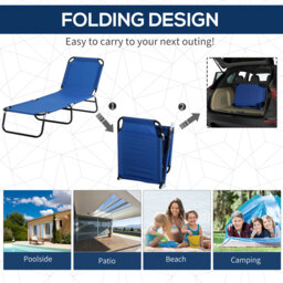 Outsunny 2 Pieces Foldable Sun Lounger Set with Removeable Shade Canopy, Patio Recliner with Adjustable Backrest with Mesh Fabric - Aosom UK - thumbnail 4